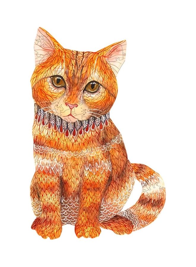 124-Piece Orange Cat A4 Wooden Jigsaw Puzzles 29x21x0.5cm - Image 1